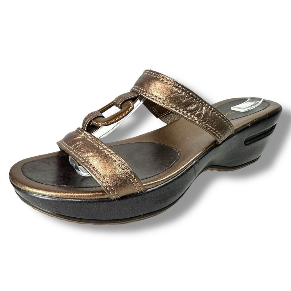 Cole Haan Air Comfort Bronze Leather Wedge Slide Sandals Women's Size 11